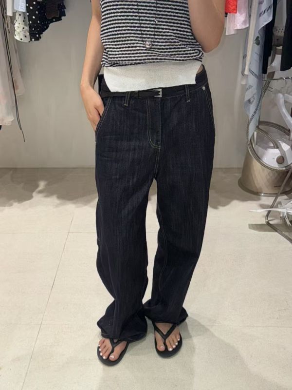 品牌設計深藍軟綿工裝牛仔褲 