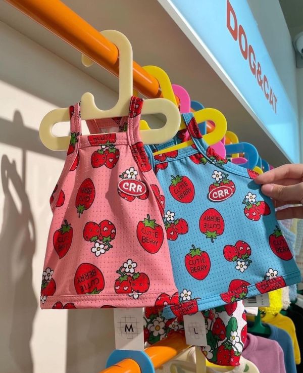 [ClusterRound] CRR草莓滿版涼感吊嘎 寵物服飾,寵物選品,韓國寵物服飾,狗衣服,貓衣服,韓國寵物品牌,寵物配件