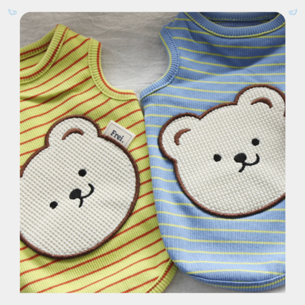 預購｜大頭熊條紋上衣 寵物服飾,寵物選品,韓國寵物服飾,狗衣服,貓衣服,韓國寵物品牌,寵物配件