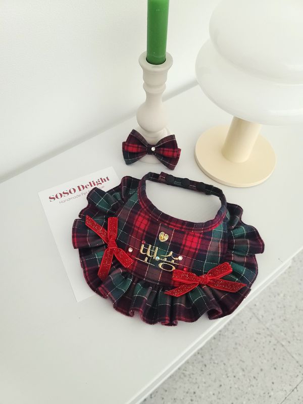 預購0819收單 | SOSO Delight 愛爾蘭風格紋刺繡領巾 寵物服飾,寵物選品,韓國寵物服飾,狗衣服,貓衣服,韓國寵物品牌