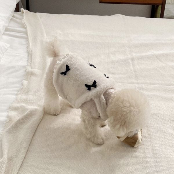 預購0115收單 | MLD 毛絨緞帶蝴蝶結背心(2色，S-XL) 寵物服飾,寵物選品,韓國寵物服飾,狗衣服,貓衣服,韓國寵物品牌,寵物有機棉,韓國寵物選品,胸背,胸背衣