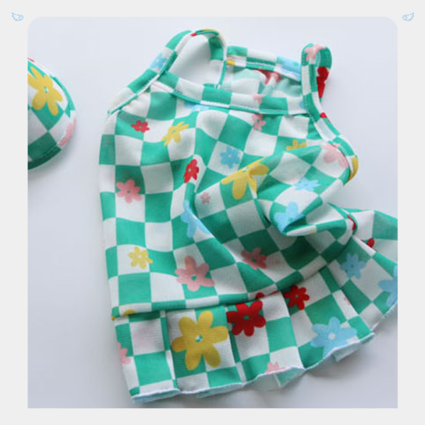 預購｜棋盤格花花連身裙 寵物服飾,寵物選品,韓國寵物服飾,狗衣服,貓衣服,韓國寵物品牌,寵物配件