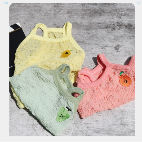 水果籃透涼泡泡棉小背心(2-3XL) 寵物服飾,寵物選品,韓國寵物服飾,狗衣服,貓衣服,韓國寵物品牌