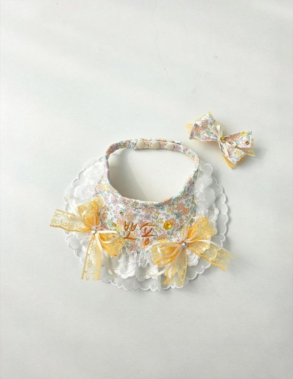 預購0305收單 | SOSO Delight 春季碎花刺繡手工領巾 寵物服飾,寵物選品,韓國寵物服飾,狗衣服,貓衣服,韓國寵物品牌