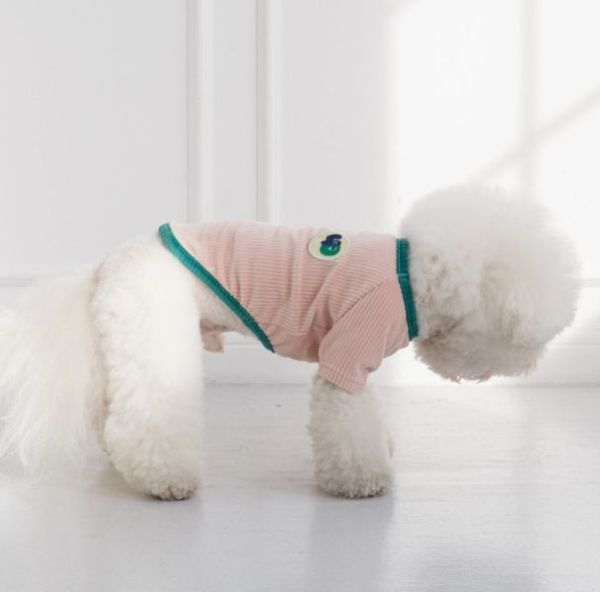 4DOGS坑條撞色上衣-粉色(S-2XL) 寵物服飾,寵物選品,韓國寵物服飾,狗衣服,貓衣服,韓國寵物品牌,寵物有機棉,韓國寵物選品,韓國寵物秋冬選品,狗圍巾,寵物保暖,寵物保暖服飾,韓國寵物保暖服飾