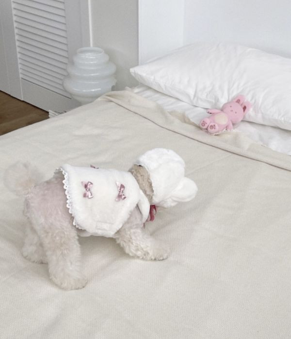 預購0115收單 | MLD 毛絨緞帶蝴蝶結背心(2色，S-XL) 寵物服飾,寵物選品,韓國寵物服飾,狗衣服,貓衣服,韓國寵物品牌,寵物有機棉,韓國寵物選品,胸背,胸背衣