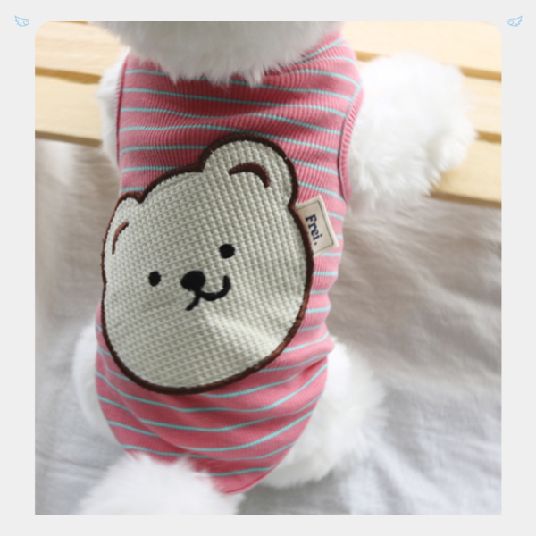 預購｜大頭熊條紋上衣 寵物服飾,寵物選品,韓國寵物服飾,狗衣服,貓衣服,韓國寵物品牌,寵物配件