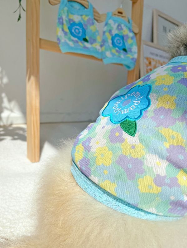 POMPOMPOM  | 花花夏日風透氣網眼背心(S-3XL) 寵物服飾,寵物選品,韓國寵物服飾,狗衣服,貓衣服,韓國寵物品牌,寵物有機棉,韓國寵物選品,韓國寵物春夏選品,寵物透氣衣服