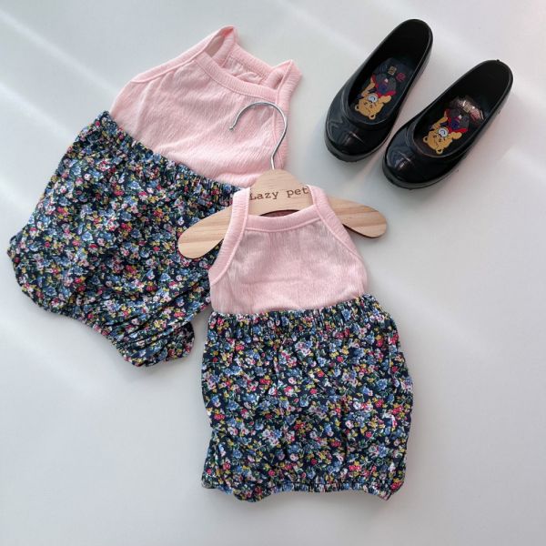 復古碎花老奶奶風連身褲 寵物服飾,寵物選品,韓國寵物服飾,狗衣服,貓衣服,韓國寵物品牌,寵物配件