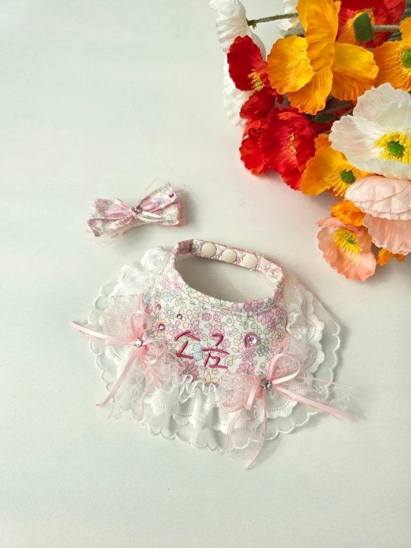 預購0305收單 | SOSO Delight 春季碎花刺繡手工領巾 寵物服飾,寵物選品,韓國寵物服飾,狗衣服,貓衣服,韓國寵物品牌