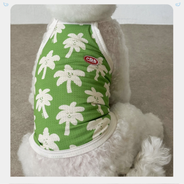 CRR | 綠色椰子樹涼感吊嘎(M-3XL) 寵物服飾,寵物選品,韓國寵物服飾,狗衣服,貓衣服,韓國寵物品牌,寵物有機棉,韓國寵物選品,韓國寵物春夏選品,寵物可愛上衣,寵物涼感,CRR
