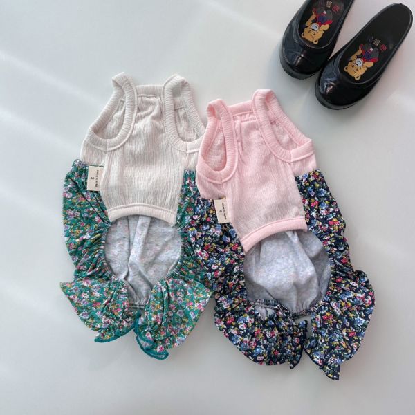 復古碎花老奶奶風連身褲 寵物服飾,寵物選品,韓國寵物服飾,狗衣服,貓衣服,韓國寵物品牌,寵物配件