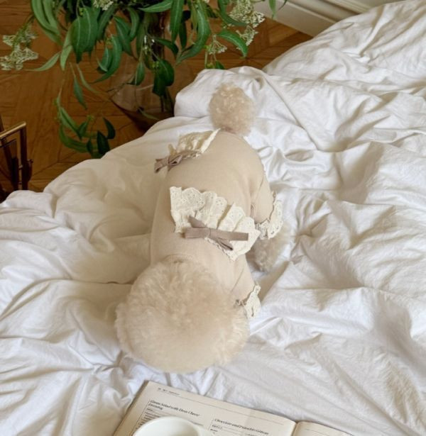 Meaningless Dog | MLD蕾絲花邊四腳衣(S-2XL) 寵物服飾,寵物選品,韓國寵物服飾,狗衣服,貓衣服,韓國寵物品牌,寵物有機棉,韓國寵物選品,韓國寵物秋冬選品,狗四腳衣,寵物保暖,寵物保暖服飾,韓國寵物保暖服飾