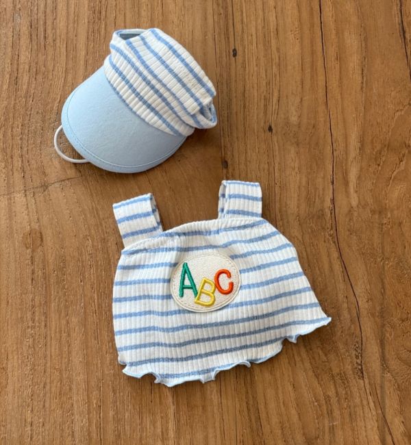 預購 |ABC木耳邊羅紋背心(可加購同款遮陽帽)(S-2XL) 寵物服飾,寵物選品,韓國寵物服飾,狗衣服,貓衣服,韓國寵物品牌,寵物有機棉,韓國寵物選品,韓國寵物春夏選品,寵物領巾,寵物背心,韓國寵物背心,寵物可愛背心