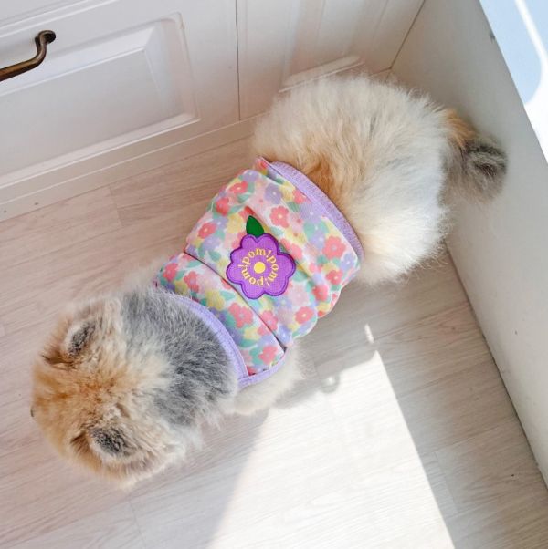 POMPOMPOM  | 花花夏日風透氣網眼背心(S-3XL) 寵物服飾,寵物選品,韓國寵物服飾,狗衣服,貓衣服,韓國寵物品牌,寵物有機棉,韓國寵物選品,韓國寵物春夏選品,寵物透氣衣服