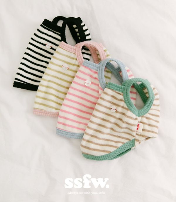 預購0419收單 | SSFW 條紋撞色可愛吊嘎(四色)(S-2XL) 寵物服飾,寵物選品,韓國寵物服飾,狗衣服,貓衣服,韓國寵物品牌,寵物有機棉,韓國寵物選品,韓國寵物春夏選品,寵物領巾