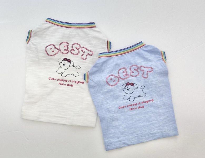 預購0410收單 | BEST彩虹邊小狗上衣(二色 XS-2XL) 寵物服飾,寵物選品,韓國寵物服飾,狗衣服,貓衣服,韓國寵物品牌,寵物有機棉,韓國寵物選品,韓國寵物春夏選品,寵物風衣,寵物防水衣,DRRR,寵物針織背心
