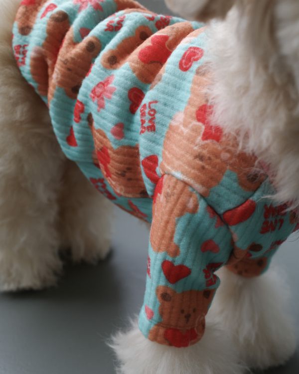 預購1028收單 | côte à côte 秋季愛心熊熊有袖上衣(3色，SM-3XL) 寵物服飾,寵物選品,韓國寵物服飾,狗衣服,貓衣服,韓國寵物品牌,韓國寵物選品,韓國寵物春夏選品,寵物背心,COTEACOTE,韓國寵物品牌服飾,韓國寵物秋冬選品,寵物四腳衣,寵物連身褲,韓國冬天寵物,寵物保暖