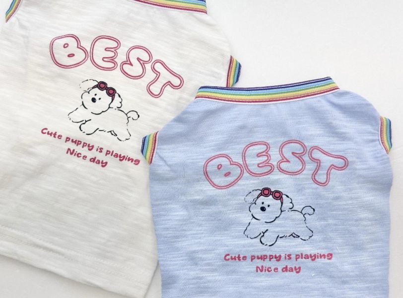 預購0410收單 | BEST彩虹邊小狗上衣(二色 XS-2XL) 寵物服飾,寵物選品,韓國寵物服飾,狗衣服,貓衣服,韓國寵物品牌,寵物有機棉,韓國寵物選品,韓國寵物春夏選品,寵物風衣,寵物防水衣,DRRR,寵物針織背心
