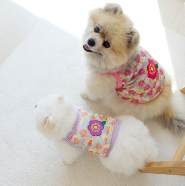 POMPOMPOM  | 花花夏日風透氣網眼背心(S-3XL) 寵物服飾,寵物選品,韓國寵物服飾,狗衣服,貓衣服,韓國寵物品牌,寵物有機棉,韓國寵物選品,韓國寵物春夏選品,寵物透氣衣服