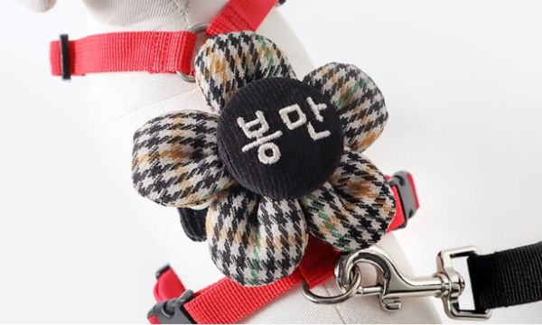 預購 |  Epeels 格紋質感款花花胸背裝飾(下單請備註刺繡內容) 寵物服飾,寵物選品,韓國寵物服飾,狗衣服,貓衣服,韓國寵物品牌,韓國寵物選品,韓國寵物春夏選品,寵物名牌,寵物客製商品,EPEELS,胸背裝飾