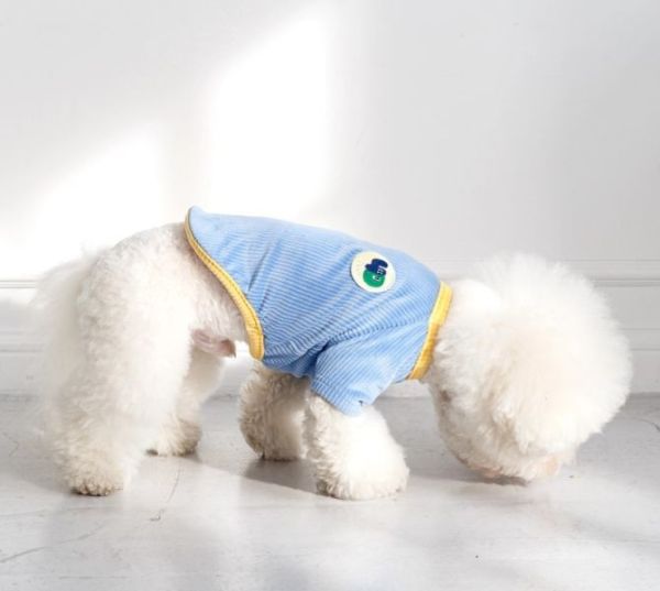 4DOGS坑條撞色上衣-藍色(S-2XL) 寵物服飾,寵物選品,韓國寵物服飾,狗衣服,貓衣服,韓國寵物品牌,寵物有機棉,韓國寵物選品,韓國寵物秋冬選品,狗圍巾,寵物保暖,寵物保暖服飾,韓國寵物保暖服飾