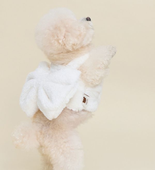 預購0115收單 | MLD 毛絨絨大蝴蝶結胸背衣 (粉/白/黑 3色，S-XL) 寵物服飾,寵物選品,韓國寵物服飾,狗衣服,貓衣服,韓國寵物品牌,寵物有機棉,韓國寵物選品,韓國寵物秋冬選品,狗四腳衣,寵物保暖,寵物保暖服飾,韓國寵物保暖服飾