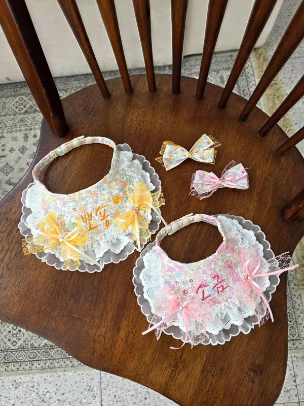 預購0305收單 | SOSO Delight 春季碎花刺繡手工領巾 寵物服飾,寵物選品,韓國寵物服飾,狗衣服,貓衣服,韓國寵物品牌