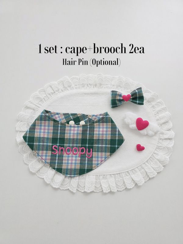 預購1012收單 | SOSO Delight 秋冬格紋愛心系列刺繡領巾 寵物服飾,寵物選品,韓國寵物服飾,狗衣服,貓衣服,韓國寵物品牌