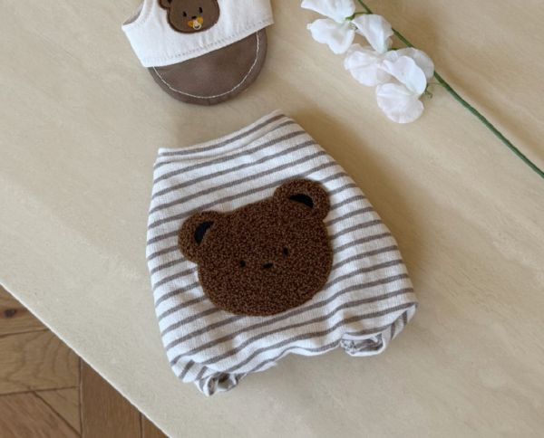 預購0115收單 | MLD 熊熊頭條紋短上衣(S-2XL) 寵物服飾,寵物選品,韓國寵物服飾,狗衣服,貓衣服,韓國寵物品牌,寵物有機棉,韓國寵物選品,韓國寵物秋冬選品,狗四腳衣,寵物保暖,寵物保暖服飾,韓國寵物保暖服飾