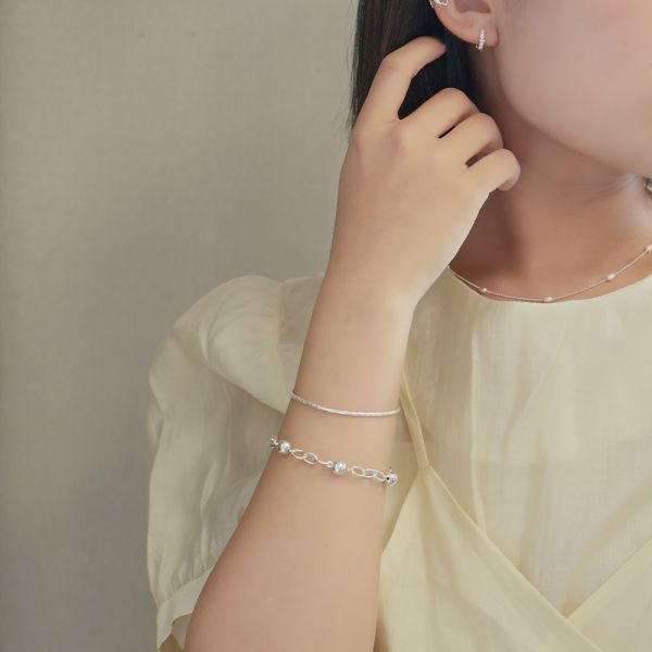 超閃亮！極細錫箔紙 純銀實心手鐲 