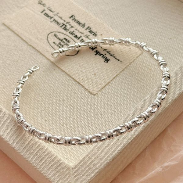 重工！繩結編織 簍空純銀手鐲 韓系純銀手鍊,S925抗敏手環,簡約手鍊推薦,女生日常百搭手鍊,情侶手鍊純銀,姐妹手鍊禮物,純銀手環,韓系風格,個性手鍊推薦