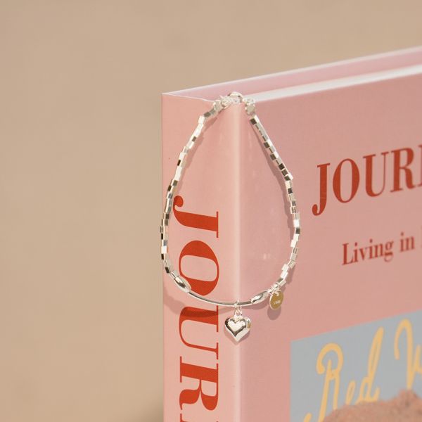 細節滿滿 彎管立體小愛心手鍊 韓系純銀手鍊,S925抗敏手環,簡約手鍊推薦,女生日常百搭手鍊,情侶手鍊純銀,姐妹手鍊禮物,純銀手環,韓系風格,個性手鍊推薦