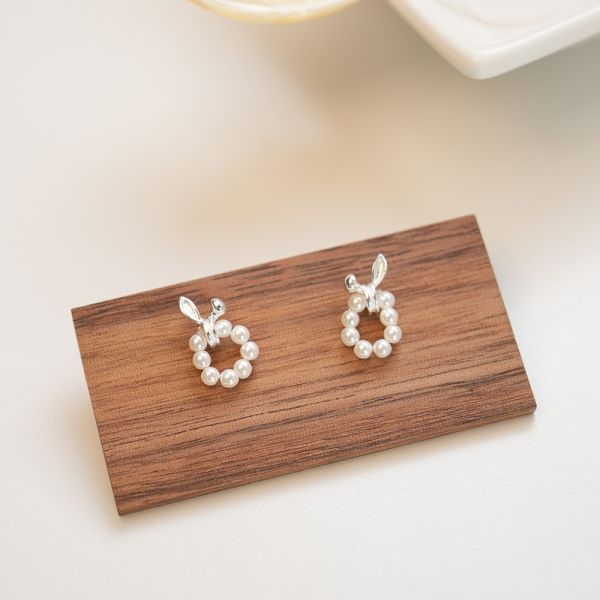 蘋果珍珠 純銀耳環 韓系純銀耳環,S925抗敏耳釘,女生氣質耳環推薦,小巧純銀耳環,抗敏耳環不過敏,百搭日常耳環,簡約韓系耳飾