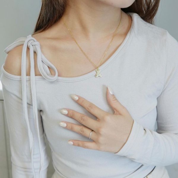 童話故事 泰迪熊純銀項鍊 韓系純銀項鍊,S925鎖骨鍊推薦,女生百搭項鍊,韓系氣質鎖骨鍊,抗敏項鍊推薦,日常穿搭項鍊