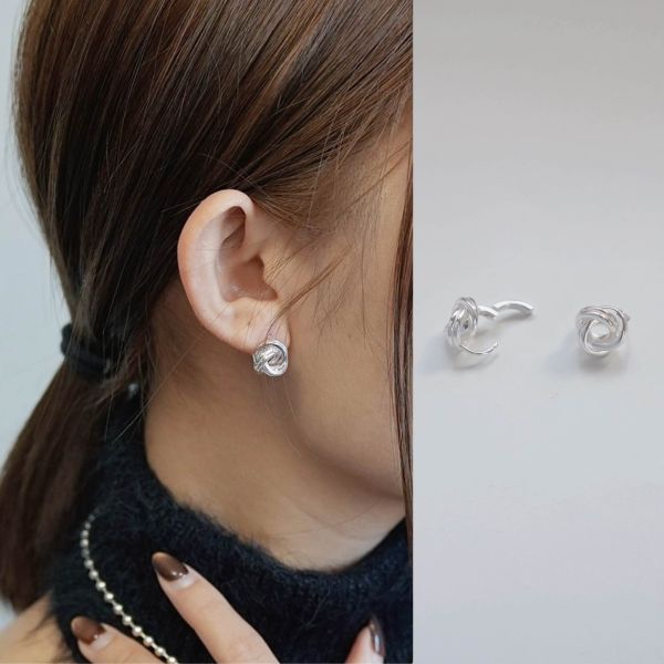 設計感 麻花 易扣 耳環 