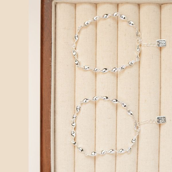 高訂系列  重工！立體扭紋純銀手鍊 