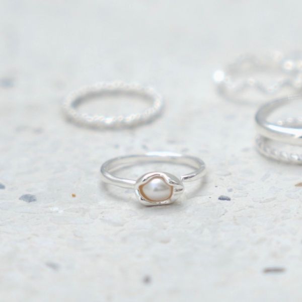 銀漿天然珍珠戒指 