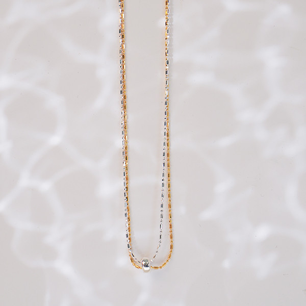 波光粼粼！金銀撞色小圓豆項鍊 