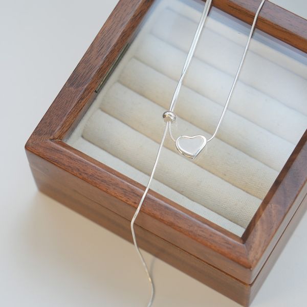 愛心貝殼 抽繩設計 純銀蛇骨項鍊 韓系純銀項鍊,S925鎖骨鍊推薦,女生百搭項鍊,韓系氣質鎖骨鍊,抗敏項鍊推薦,日常穿搭項鍊