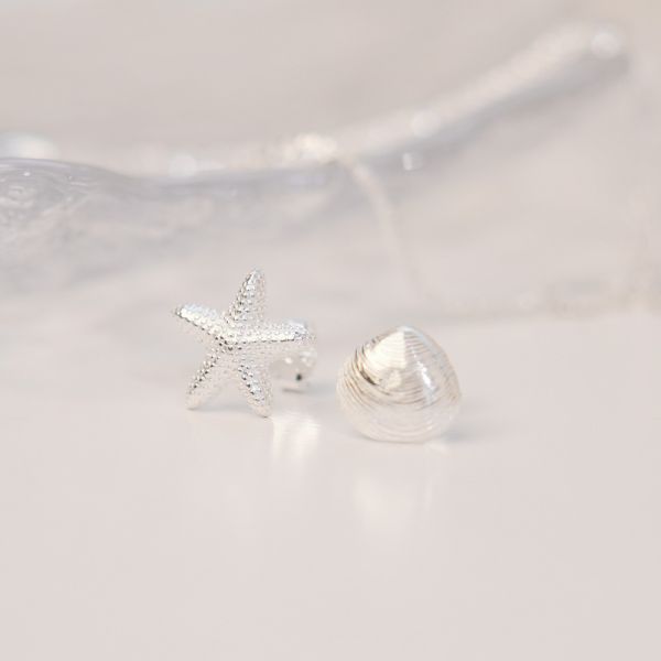 沙灘浪漫 貝殼海星 純銀耳釘 韓系純銀耳環,S925抗敏耳釘,女生氣質耳環推薦,小巧純銀耳環,抗敏耳環不過敏,百搭日常耳環,簡約韓系耳飾