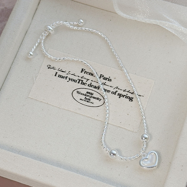 厚磅！貝殼浪漫 愛心圓珠抽繩手鍊 