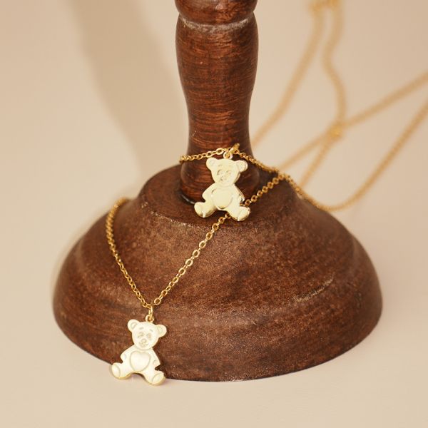 童話小熊 純銀項鍊 金色 韓系純銀項鍊,S925鎖骨鍊推薦,女生百搭項鍊,韓系氣質鎖骨鍊,抗敏項鍊推薦,日常穿搭項鍊