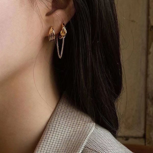 個性垂墜鍊條 易扣耳環 韓系純銀耳環,S925抗敏耳釘,女生氣質耳環推薦,小巧純銀耳環,抗敏耳環不過敏,百搭日常耳環,簡約韓系耳飾