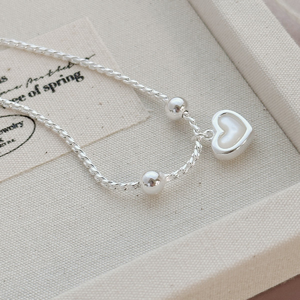 厚磅！貝殼浪漫 愛心圓珠抽繩手鍊 