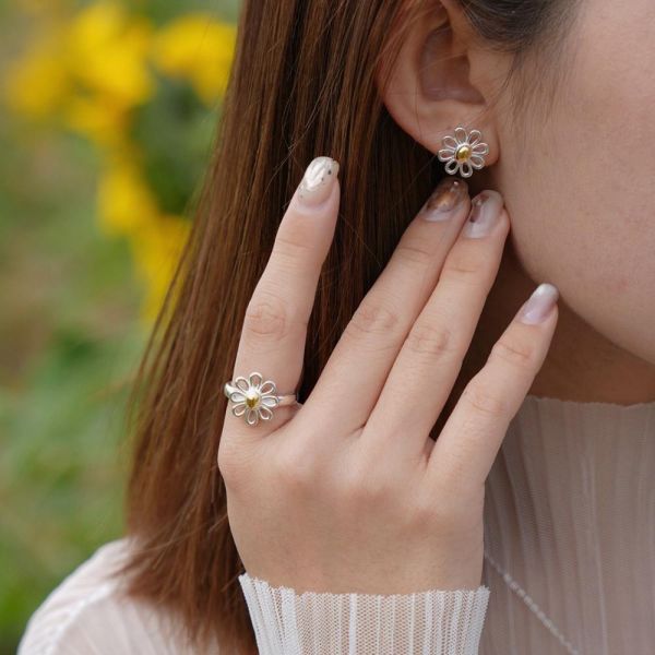 瑪格麗特花 花花項鍊 耳環 戒指 