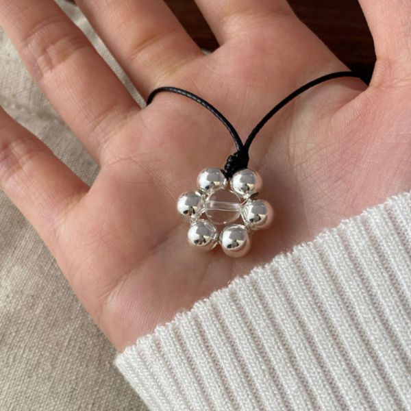 秋冬必備 銀珠花朵 毛衣鍊 