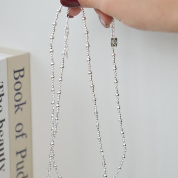 韓國獨家 訂製款圓珠 純銀項鍊 韓系純銀項鍊,S925鎖骨鍊推薦,女生百搭項鍊,韓系氣質鎖骨鍊,抗敏項鍊推薦,日常穿搭項鍊