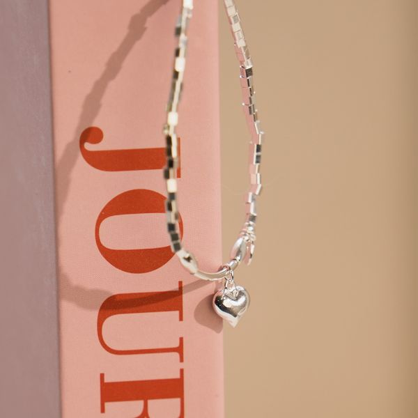 細節滿滿 彎管立體小愛心手鍊 韓系純銀手鍊,S925抗敏手環,簡約手鍊推薦,女生日常百搭手鍊,情侶手鍊純銀,姐妹手鍊禮物,純銀手環,韓系風格,個性手鍊推薦