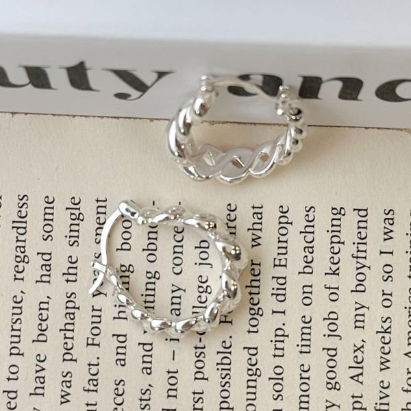 高級感！螺旋彎曲 壓扣耳環 